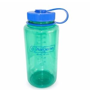 Nalgene 32oz Green with Blue Cap Wide-Mouth Water Bottle